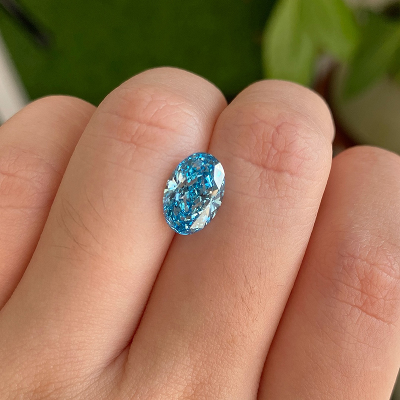 AG-438 Oval 2.4 Blue VS 10.44x7.11x4.46 CVD Lab Grown Diamond