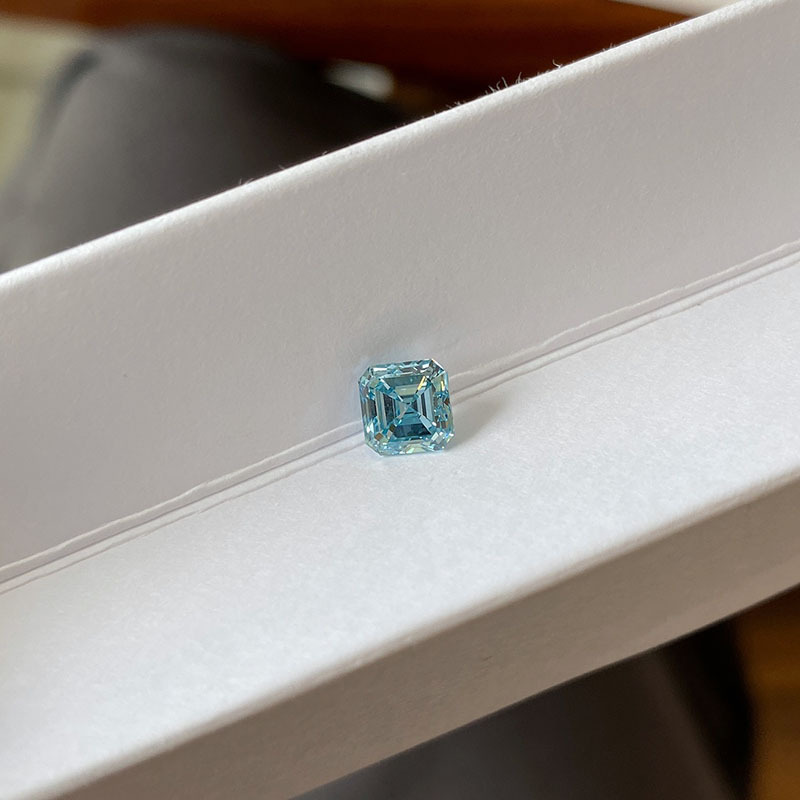 MissDiamond CVD LG639484863 Asscher Shape 1.54CT Fancy Intense Blue VVS2 EX VG Lab Grown Diamond