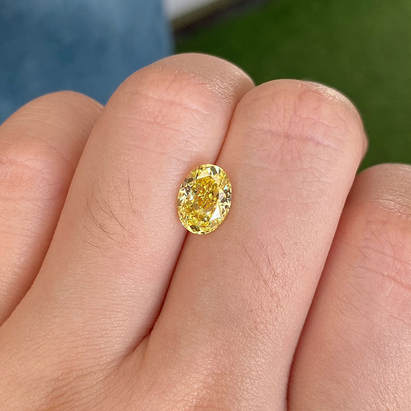 MissDiamond HPHT LG582353137 Oval Shape 1.64CT Fancy Vivid Yellow VS1 VG GD Lab Grown Diamond