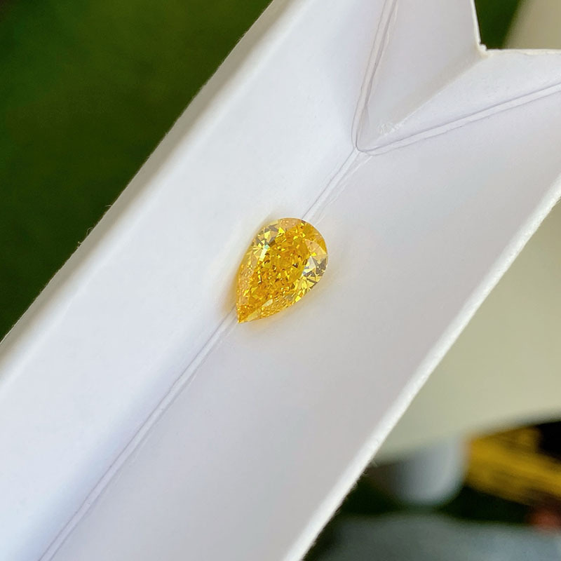 MissDiamond HPHT LG620482225 Pear Shape 2.08CT Fancy Vivid Orangy Yellow VVS2 VG EX Lab Grown Diamond