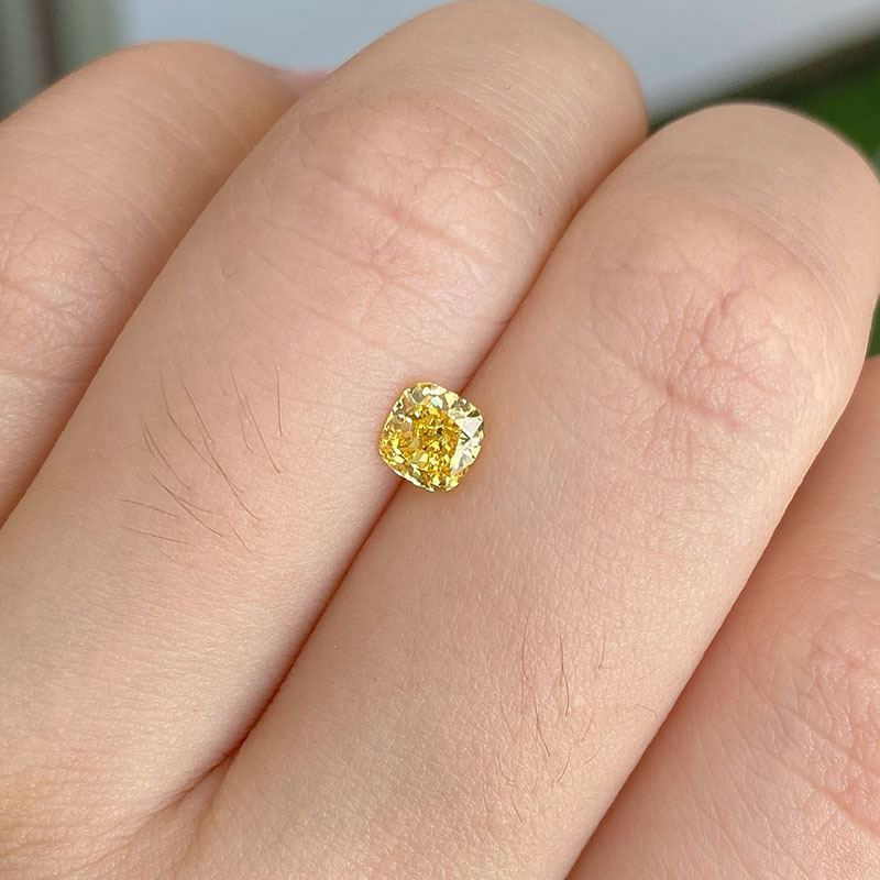 MissDiamond HPHT AZ-126 Cushion Shape 0.551CT Yellow N VS Lab Grown Diamond