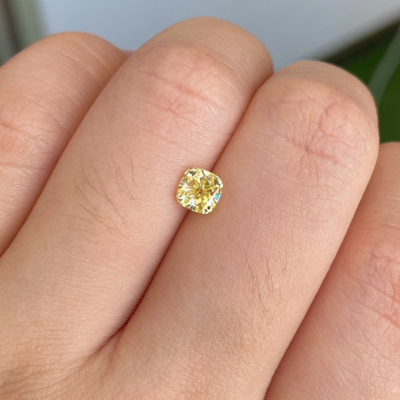 MissDiamond HPHT AZ-190 Cushion Shape 0.642CT Yellow N VS Lab Grown Diamond