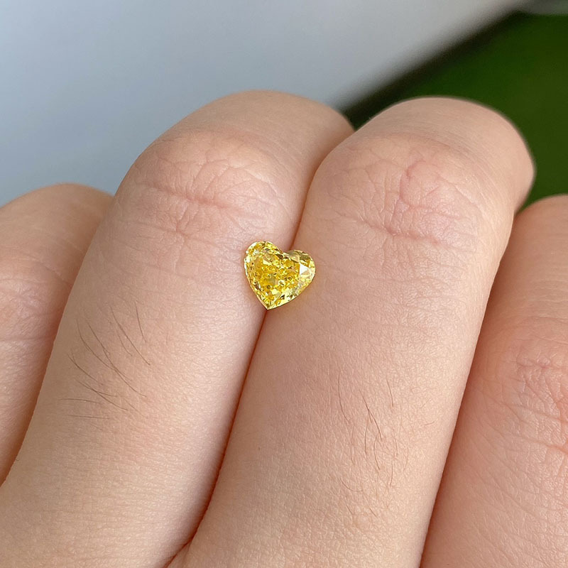 MissDiamond HPHT AZ-96 Heart Shape 0.592CT Yellow N VS Lab Grown Diamond