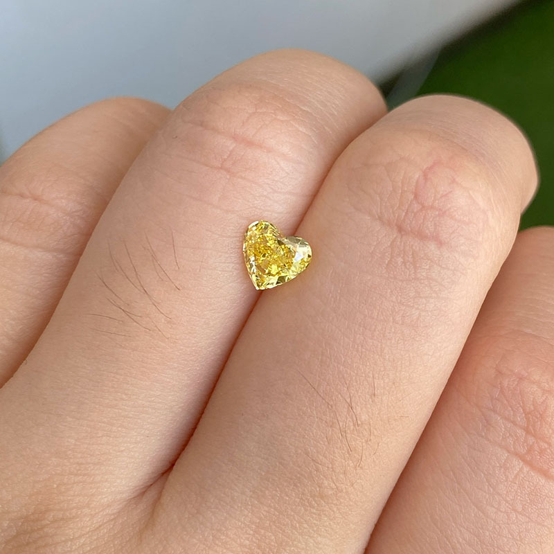 MissDiamond HPHT AZ-98 Heart Shape 0.658CT Yellow N VS Lab Grown Diamond