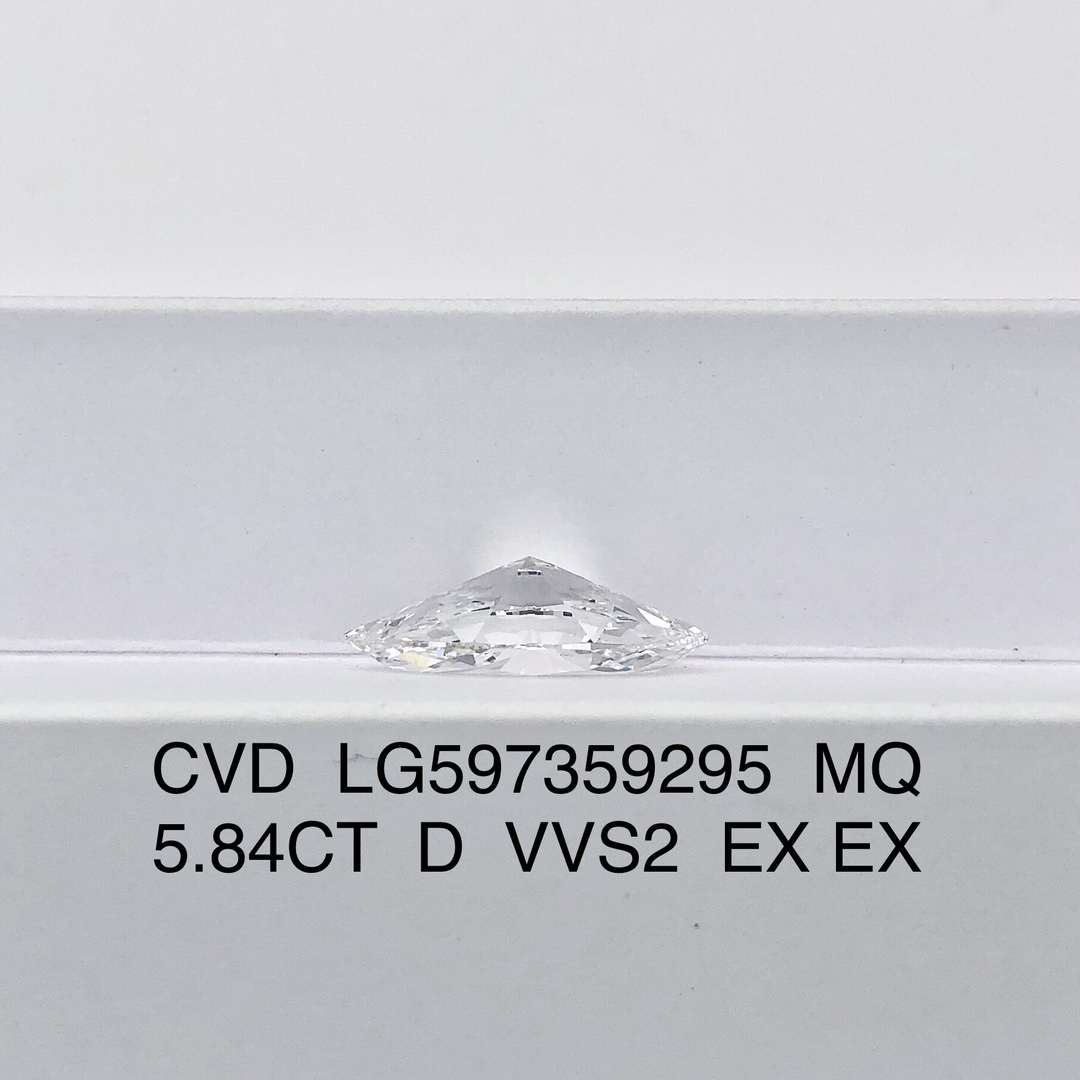 MissDiamond CVD LG597359295 Marquise Shape 5.84CT D VVS2 EX EX Lab Grown Diamond