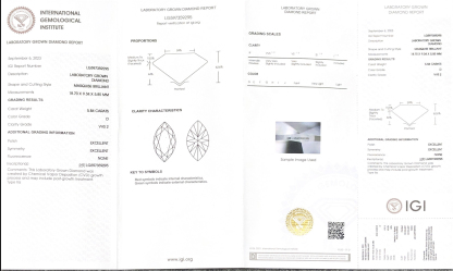 MissDiamond CVD LG597359295 Marquise Shape 5.84CT D VVS2 EX EX Lab Grown Diamond