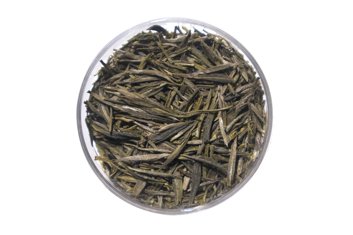 Hand-selected yellow tea leaves with delicate, straight buds from Anhui Province, China