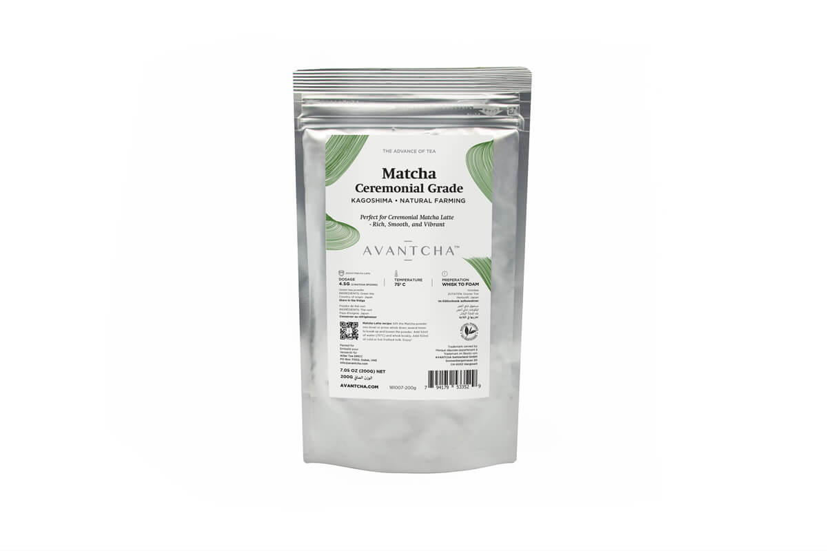 Matcha Ceremonial Grade Kagoshima Natural Farming airtight pouch designed to preserve the freshness and aroma of the Matcha powder