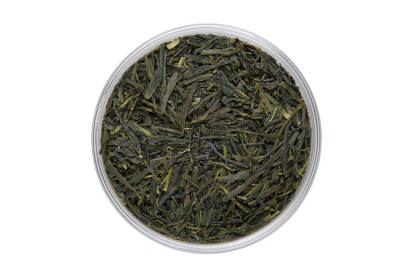 Japanese Sencha Natural Farming green tea leaves with characteristic needle shape