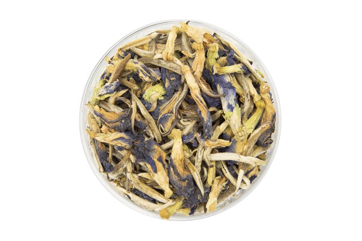 AVANTCHA Loose Leaf Sapphire Jasmine Silver Needle showcasing delicate white buds with soft silvery down