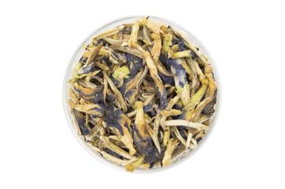 AVANTCHA Loose Leaf Sapphire Jasmine Silver Needle showcasing delicate white buds with soft silvery down