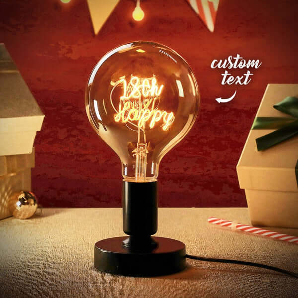 Custom Text Edison LED Filament Bulb