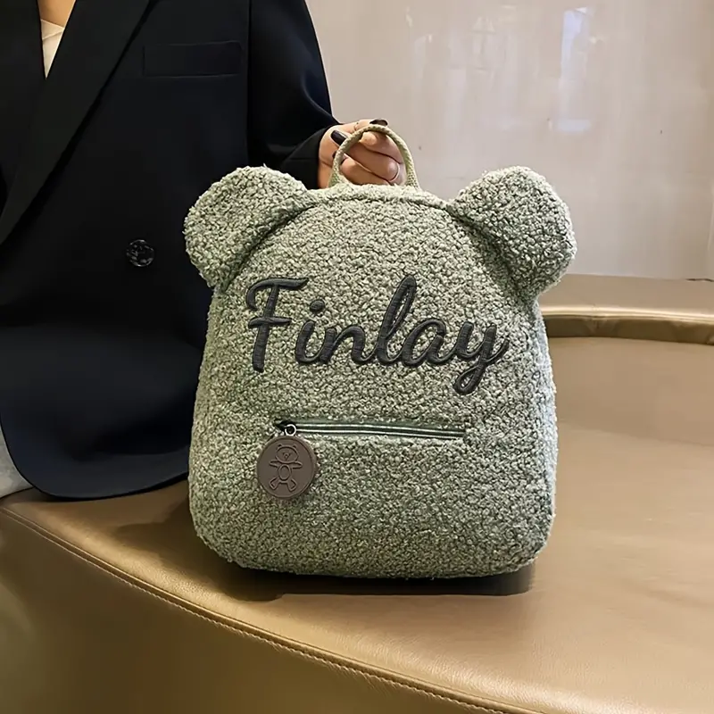     embroidered       bear         fleece           travel           85cm details 11