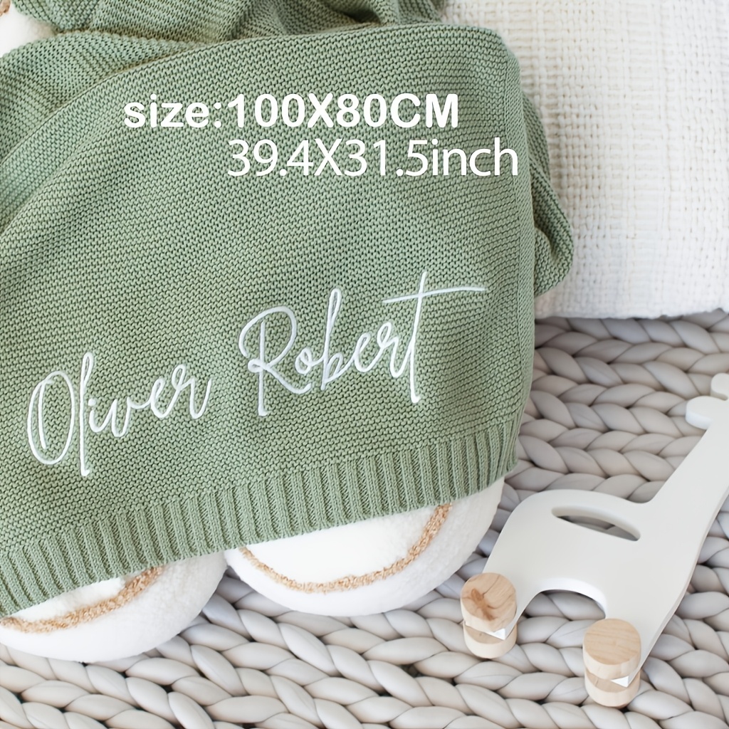 Custom Vintage-Style Knit Throw Blanket with Personalized Name & Date - Soft, Cozy Cotton for Sofa & Bed, Perfect for Naps - Ideal Gift for Anniversaries, Birthdays, Christmas, Halloween - Hand Wash Only