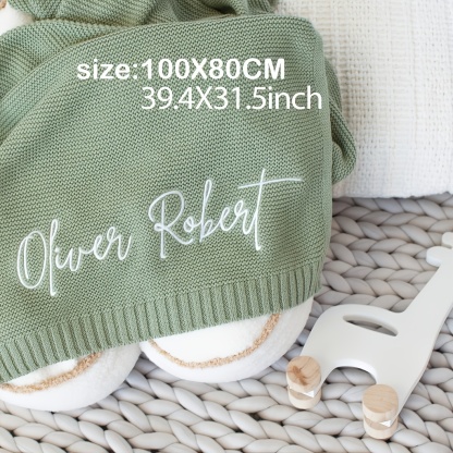 Custom Vintage-Style Knit Throw Blanket with Personalized Name & Date - Soft, Cozy Cotton for Sofa & Bed, Perfect for Naps - Ideal Gift for Anniversaries, Birthdays, Christmas, Halloween - Hand Wash Only