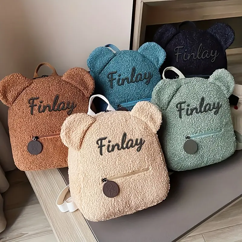     embroidered       bear         fleece           travel           85cm details 7
