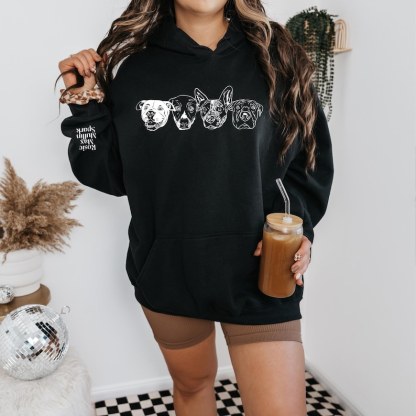 Custom Pet Photo + Name Priting T-shirt Custom Dog Cat Graphic Tee Sweatshirt Hoodie