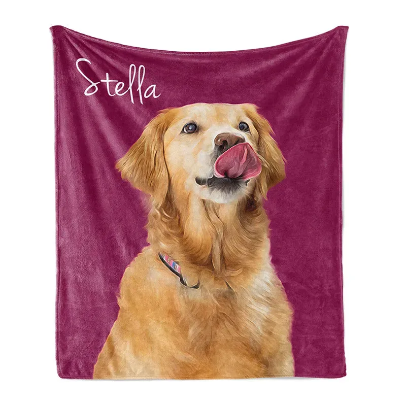 Custom Dog Face Blankets, Personalized Pet Photo Blanket, Fleece Dog Blankets