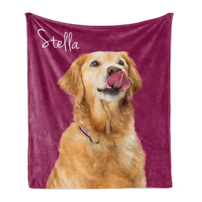 Custom Dog Face Blankets, Personalized Pet Photo Blanket, Fleece Dog Blankets