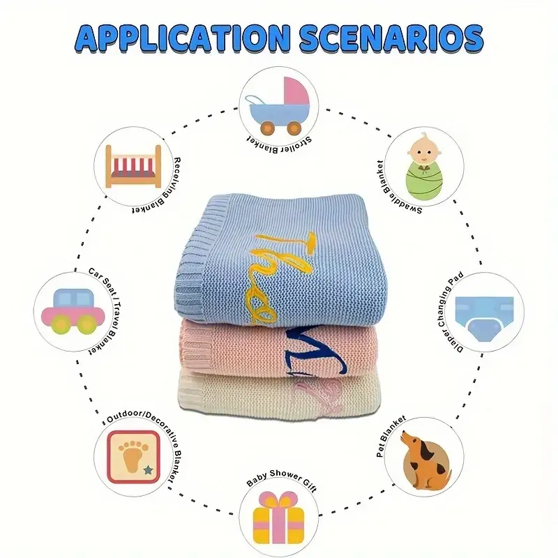 Custom Vintage-Style Knit Throw Blanket with Personalized Name & Date - Soft, Cozy Cotton for Sofa & Bed, Perfect for Naps - Ideal Gift for Anniversaries, Birthdays, Christmas, Halloween - Hand Wash Only