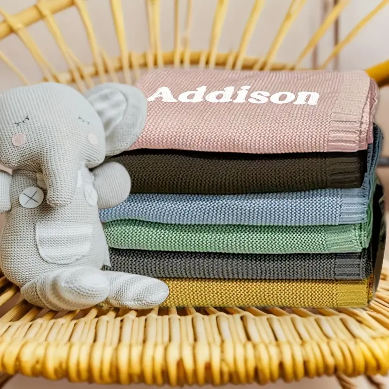 Custom Vintage-Style Knit Throw Blanket with Personalized Name & Date - Soft, Cozy Cotton for Sofa & Bed, Perfect for Naps - Ideal Gift for Anniversaries, Birthdays, Christmas, Halloween - Hand Wash Only