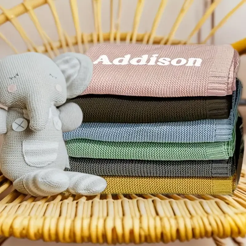 Custom Vintage-Style Knit Throw Blanket with Personalized Name & Date - Soft, Cozy Cotton for Sofa & Bed, Perfect for Naps - Ideal Gift for Anniversaries, Birthdays, Christmas, Halloween - Hand Wash Only