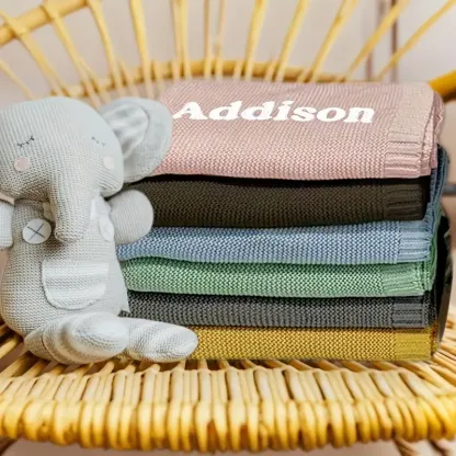 Custom Vintage-Style Knit Throw Blanket with Personalized Name & Date - Soft, Cozy Cotton for Sofa & Bed, Perfect for Naps - Ideal Gift for Anniversaries, Birthdays, Christmas, Halloween - Hand Wash Only