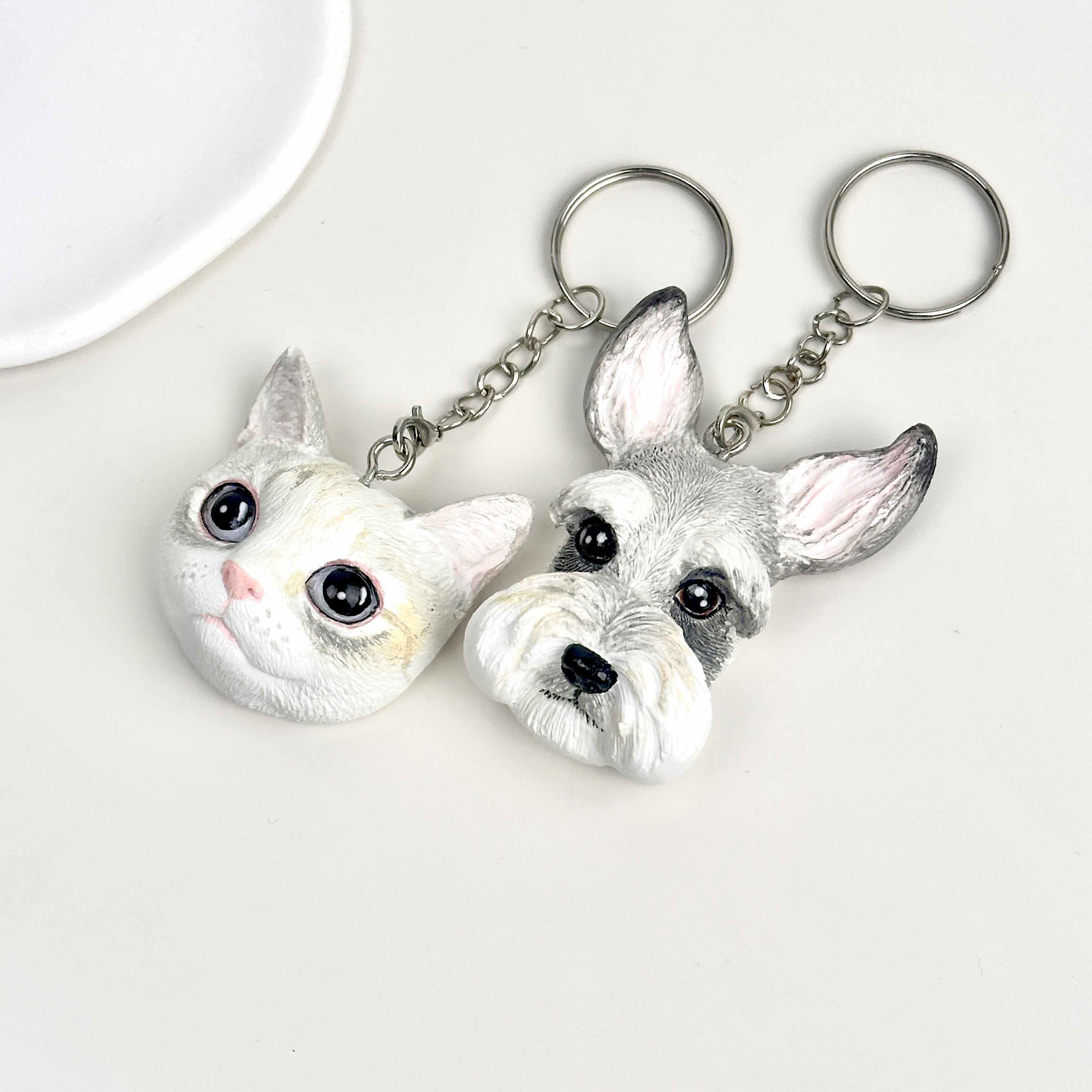 Personalised Custom Head Pet Sculpture Key Ring