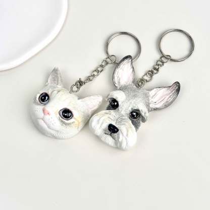 Personalised Custom Head Pet Sculpture Key Ring