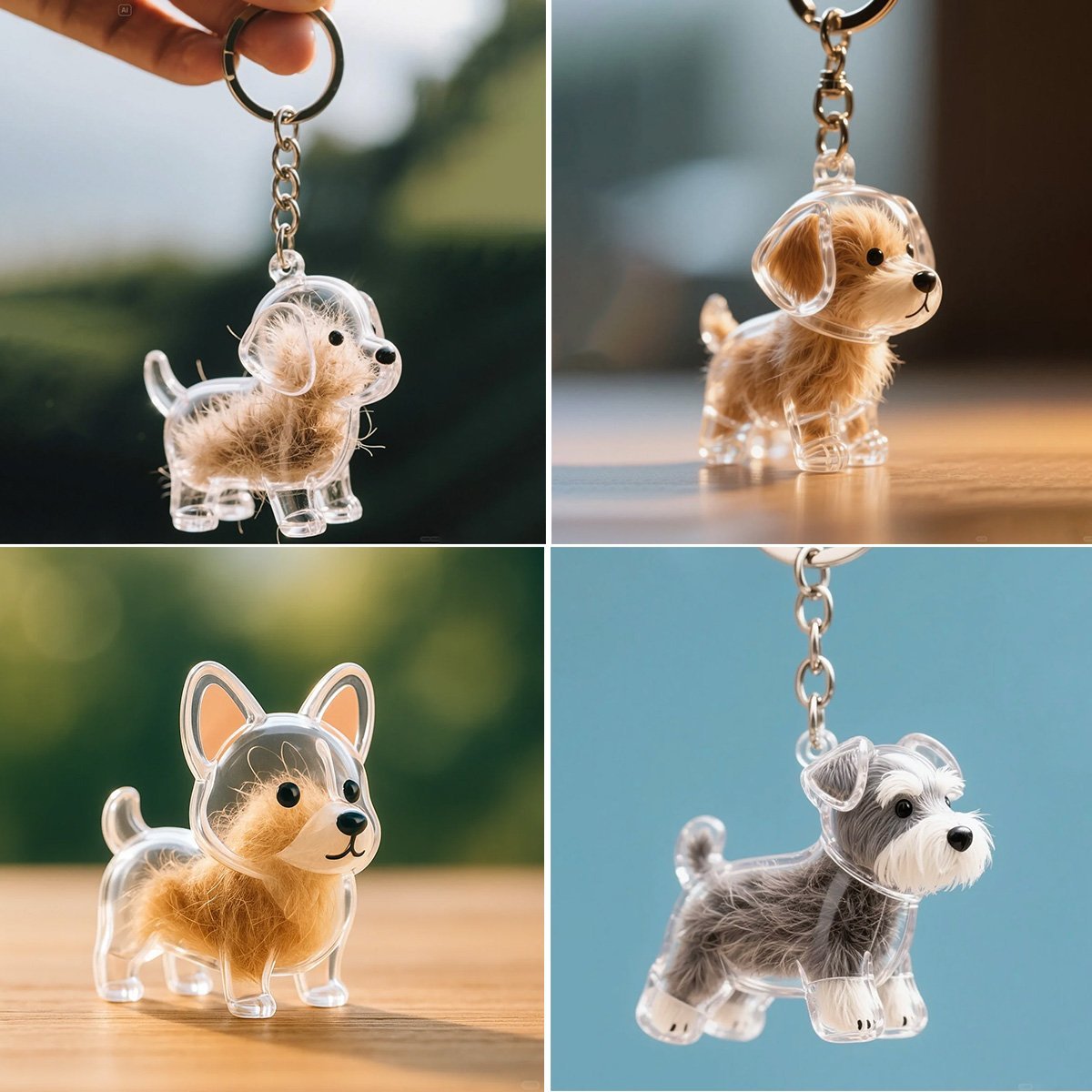 🐶Dog Hair Collector Keychain Charm Memorial Storage Box
