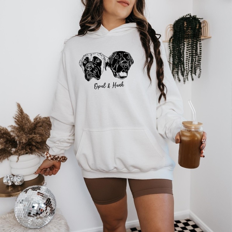 Custom Pet Photo + Name Priting T-shirt Custom Dog Cat Graphic Tee Sweatshirt Hoodie