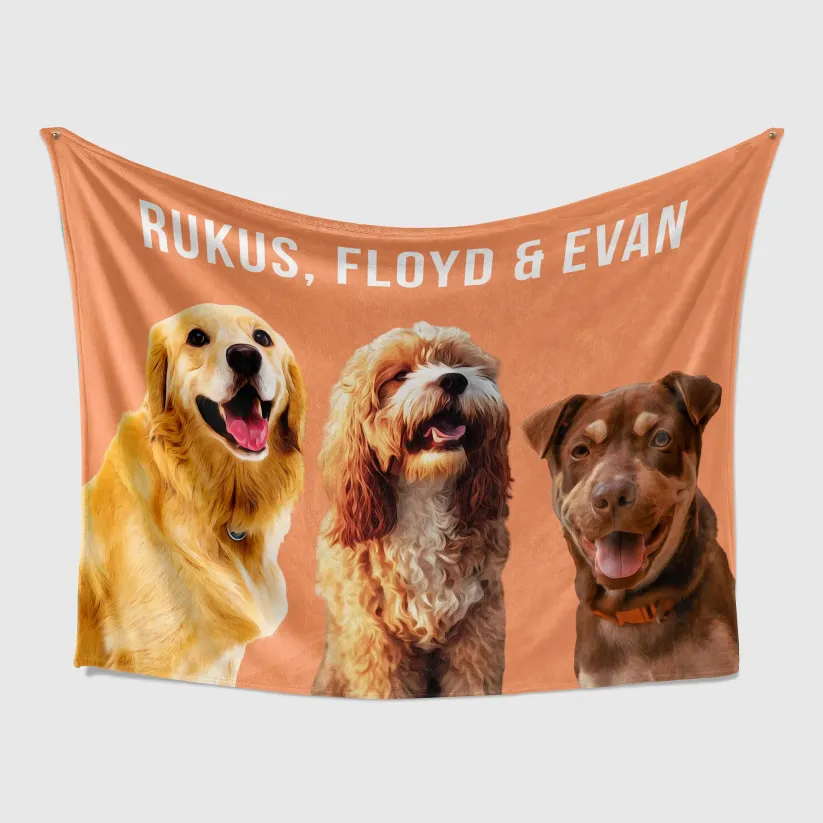 Custom Dog Face Blankets, Personalized Pet Photo Blanket, Fleece Dog Blankets