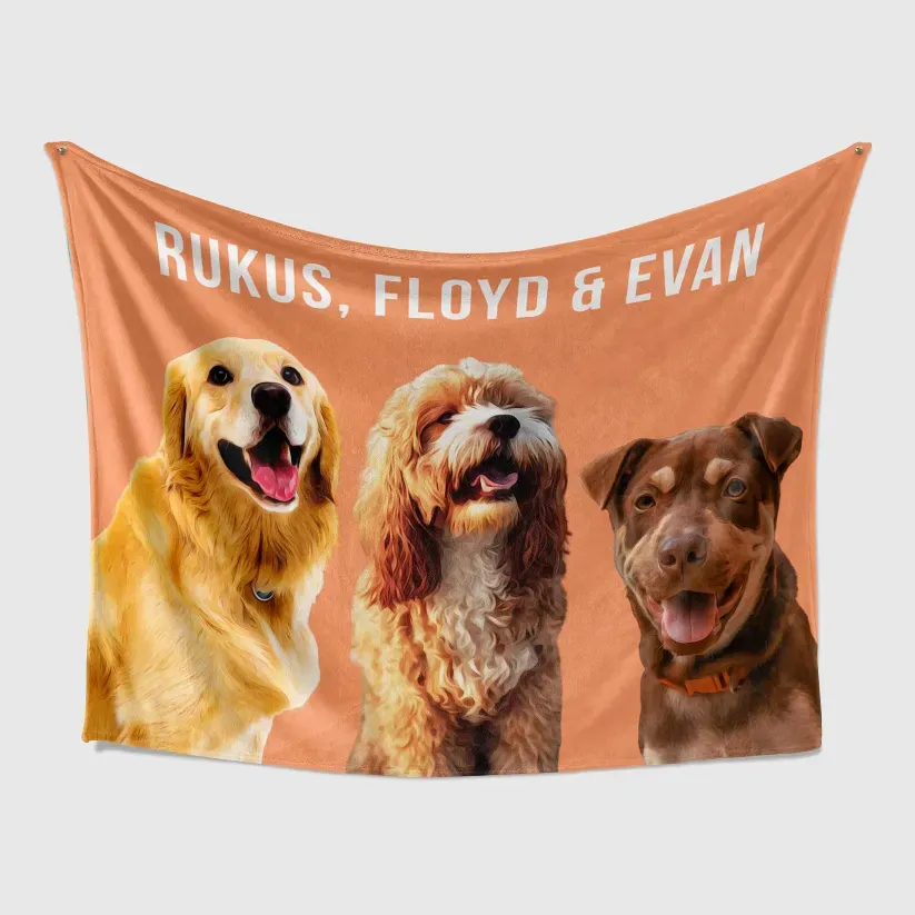 Custom Dog Face Blankets, Personalized Pet Photo Blanket, Fleece Dog Blankets