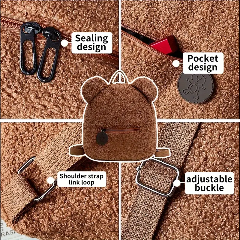     embroidered       bear         fleece           travel           85cm details 8