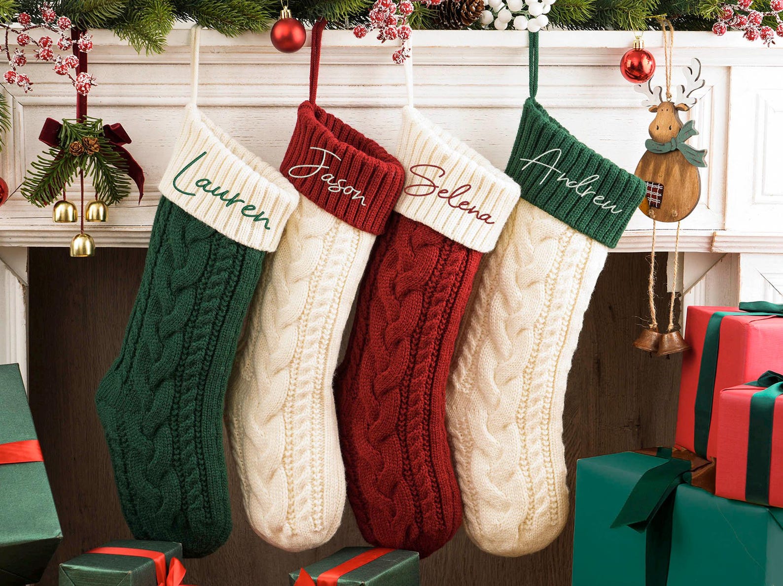 Christmas Family Stocking,Personalized Embroidered Christmas Stocking,Monogram Knit Christmas Stocking,Name Stocking,Christmas Gifts