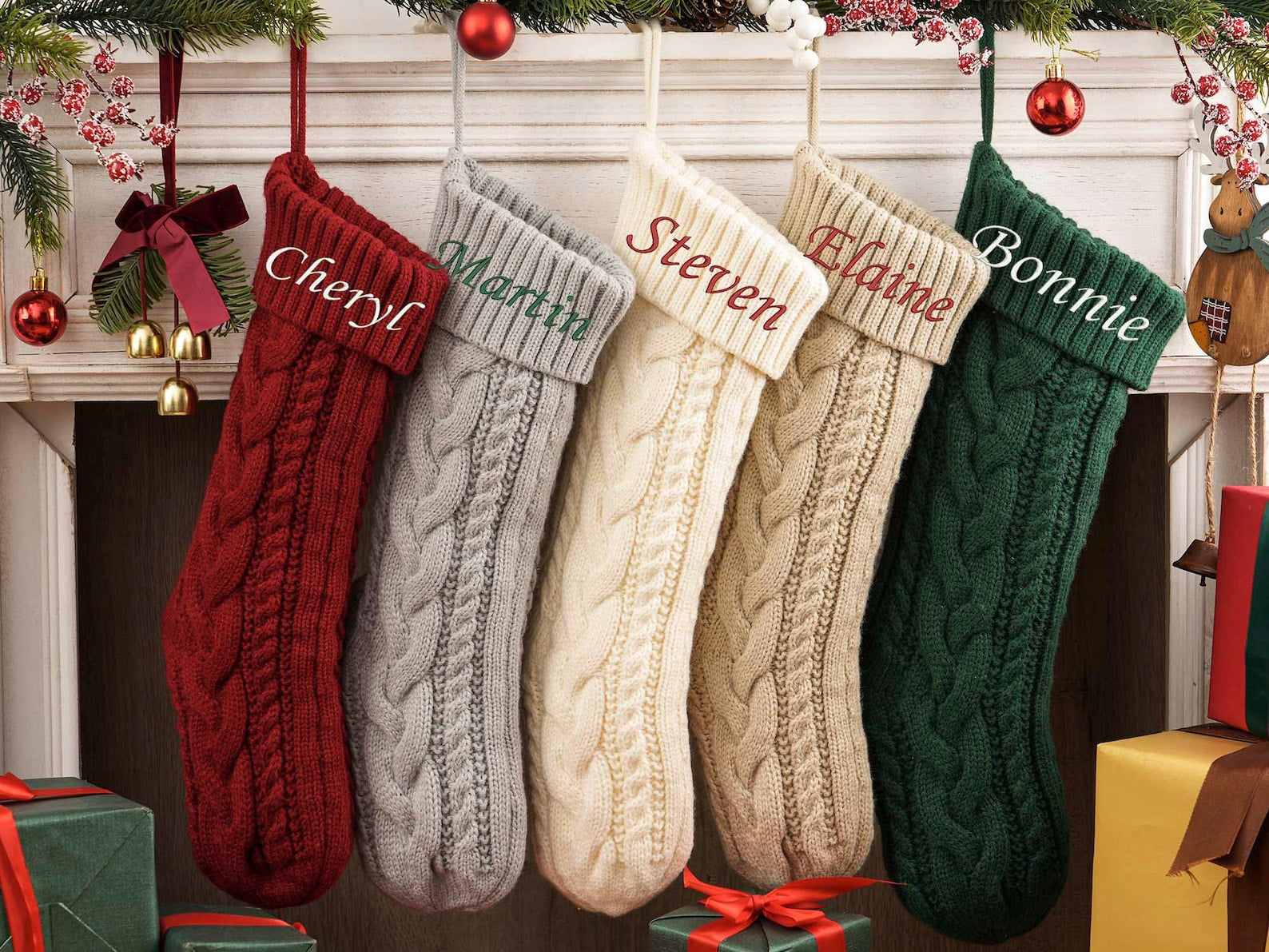 Christmas Family Stocking,Personalized Embroidered Christmas Stocking,Monogram Knit Christmas Stocking,Name Stocking,Christmas Gifts