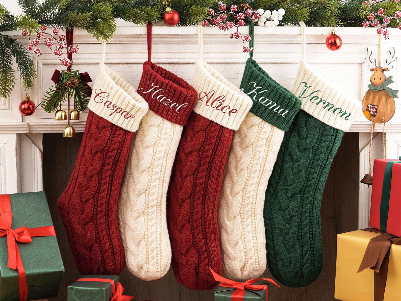 Christmas Family Stocking,Personalized Embroidered Christmas Stocking,Monogram Knit Christmas Stocking,Name Stocking,Christmas Gifts