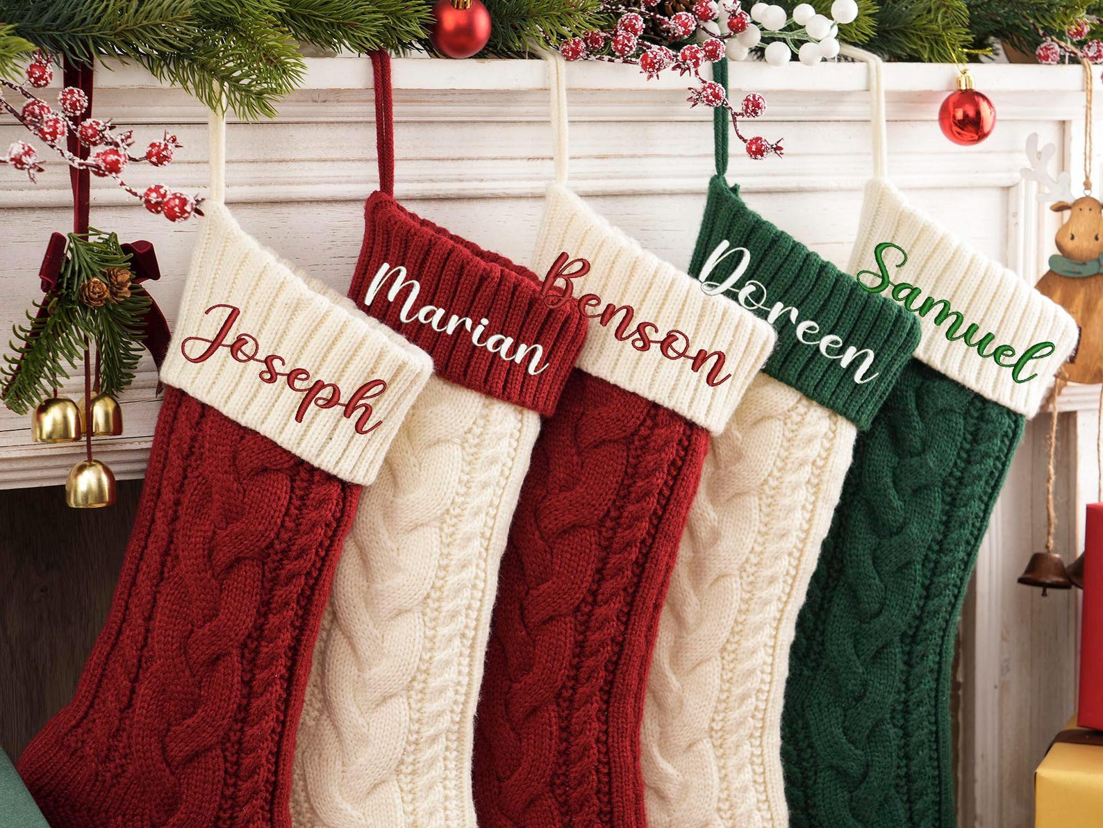 Christmas Family Stocking,Personalized Embroidered Christmas Stocking,Monogram Knit Christmas Stocking,Name Stocking,Christmas Gifts