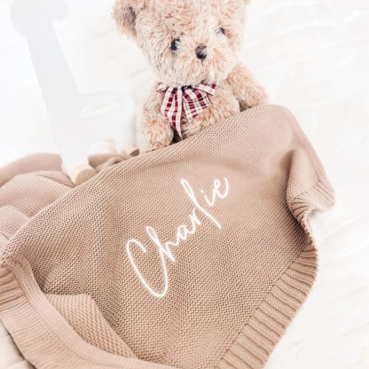 Custom Vintage-Style Knit Throw Blanket with Personalized Name & Date - Soft, Cozy Cotton for Sofa & Bed, Perfect for Naps - Ideal Gift for Anniversaries, Birthdays, Christmas, Halloween - Hand Wash Only