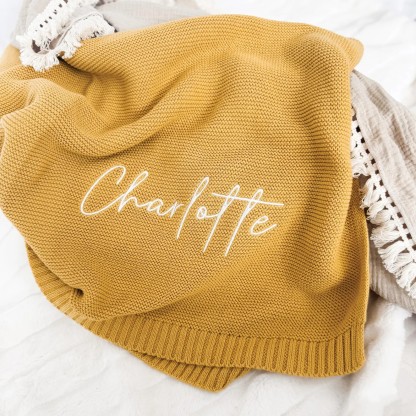 Custom Vintage-Style Knit Throw Blanket with Personalized Name & Date - Soft, Cozy Cotton for Sofa & Bed, Perfect for Naps - Ideal Gift for Anniversaries, Birthdays, Christmas, Halloween - Hand Wash Only