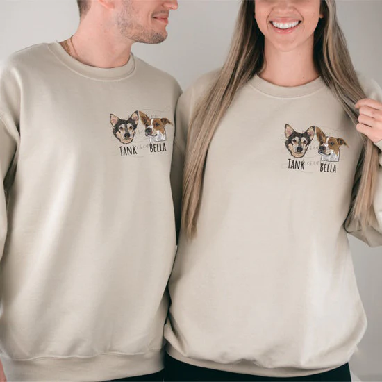 Personalized Pet Portrait Embroidered Sweatshirt