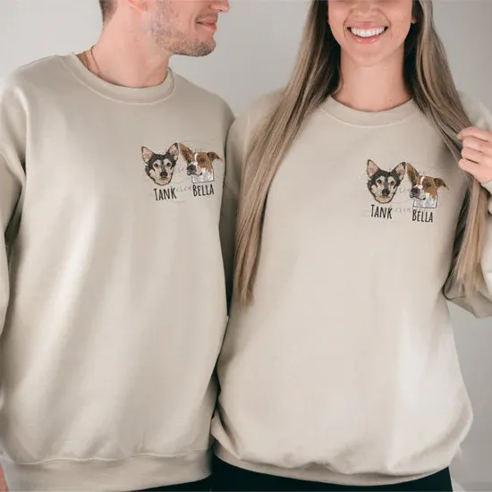 Personalized Pet Portrait Embroidered Sweatshirt