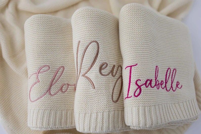 Custom Vintage-Style Knit Throw Blanket with Personalized Name & Date - Soft, Cozy Cotton for Sofa & Bed, Perfect for Naps - Ideal Gift for Anniversaries, Birthdays, Christmas, Halloween - Hand Wash Only