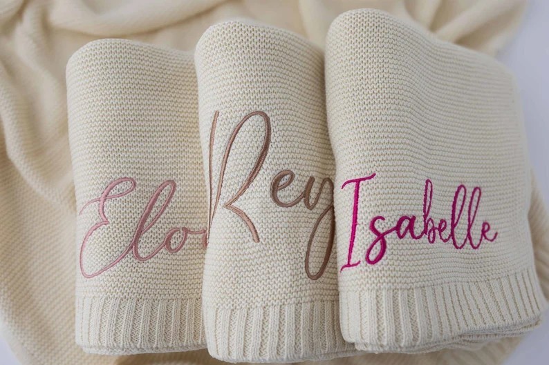 Custom Vintage-Style Knit Throw Blanket with Personalized Name & Date - Soft, Cozy Cotton for Sofa & Bed, Perfect for Naps - Ideal Gift for Anniversaries, Birthdays, Christmas, Halloween - Hand Wash Only