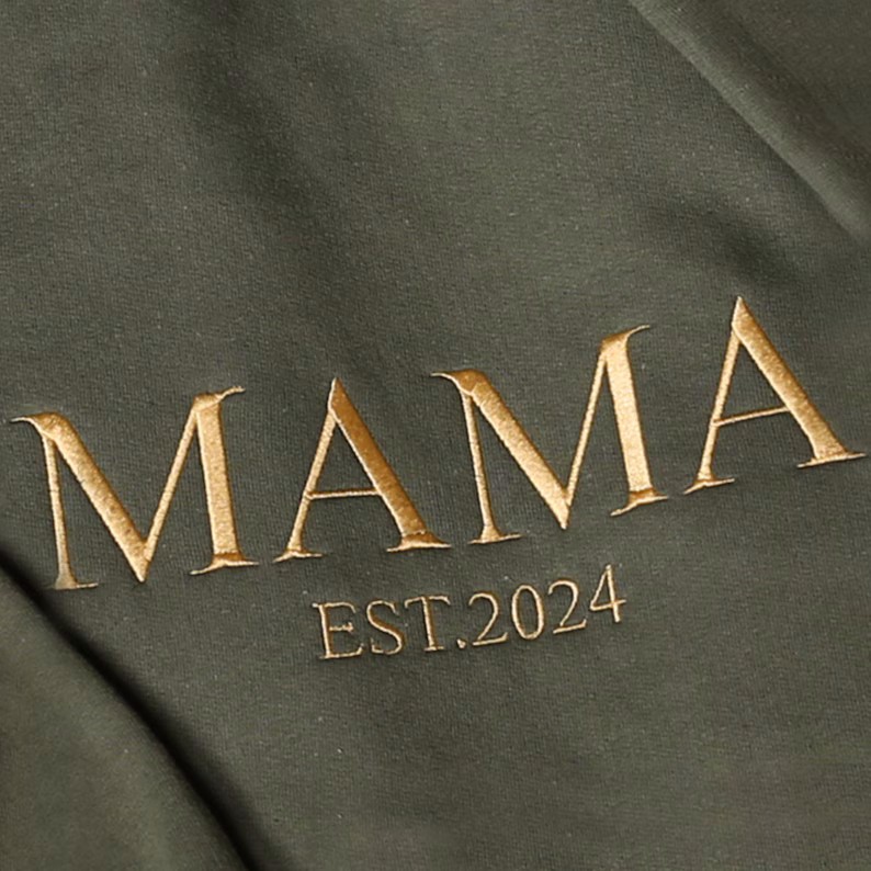 Personalized Mama Embroidered Sweatshirt, Custom Mom Embroidery Hoodie, New Mom Outfit, Pregnancy Reveal Clothing, Happy Mother's Day Gifts