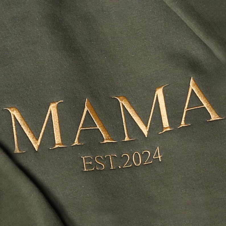Personalized Mama Embroidered Sweatshirt, Custom Mom Embroidery Hoodie, New Mom Outfit, Pregnancy Reveal Clothing, Happy Mother's Day Gifts
