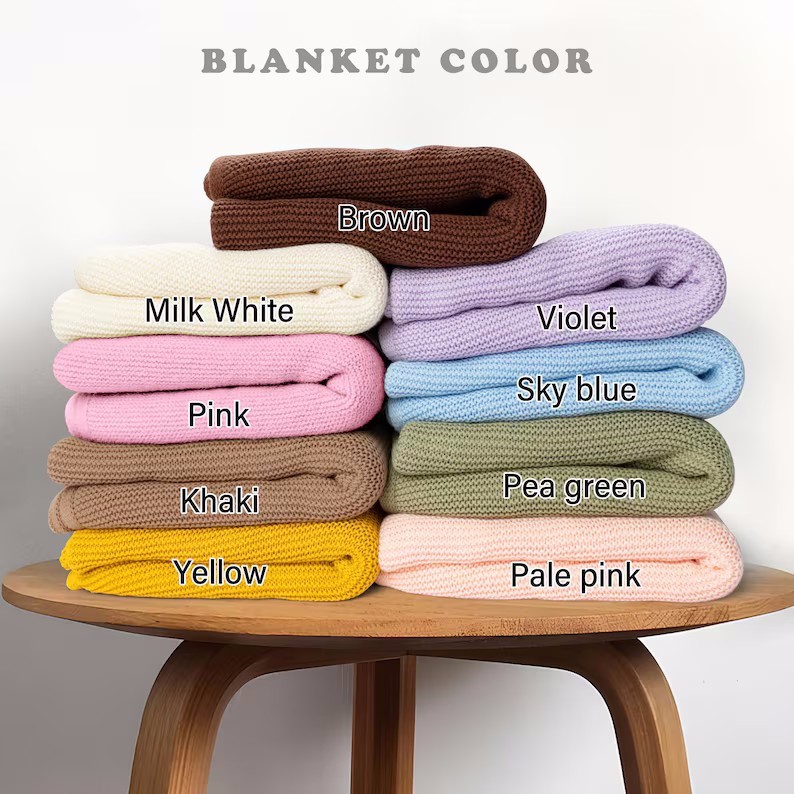 Custom Vintage-Style Knit Throw Blanket with Personalized Name & Date - Soft, Cozy Cotton for Sofa & Bed, Perfect for Naps - Ideal Gift for Anniversaries, Birthdays, Christmas, Halloween - Hand Wash Only