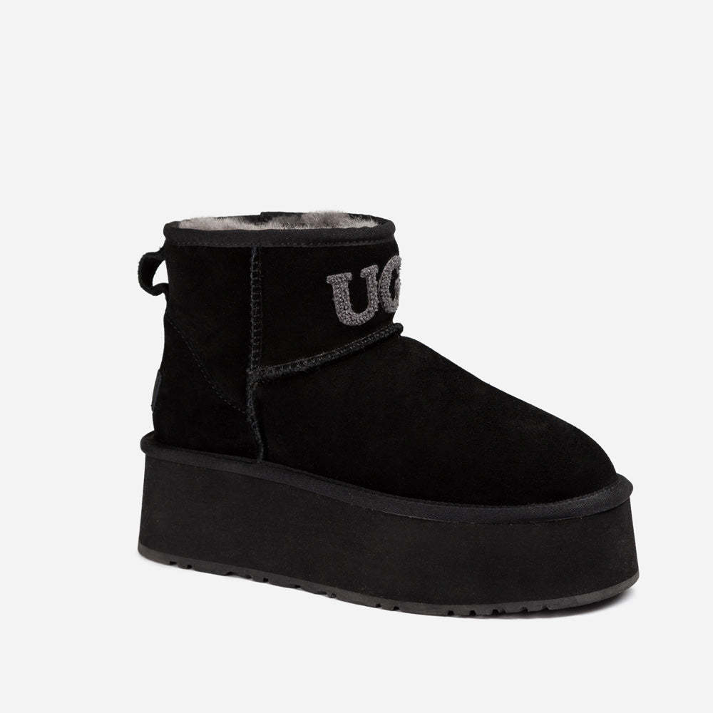 Mini boty Ugg Classic Platform Knit Logo (voděodolné) (5 cm)