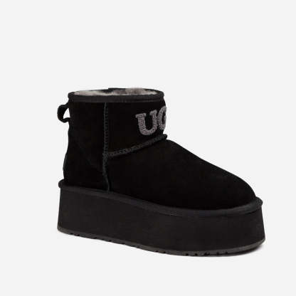 Mini boty Ugg Classic Platform Knit Logo (voděodolné) (5 cm)