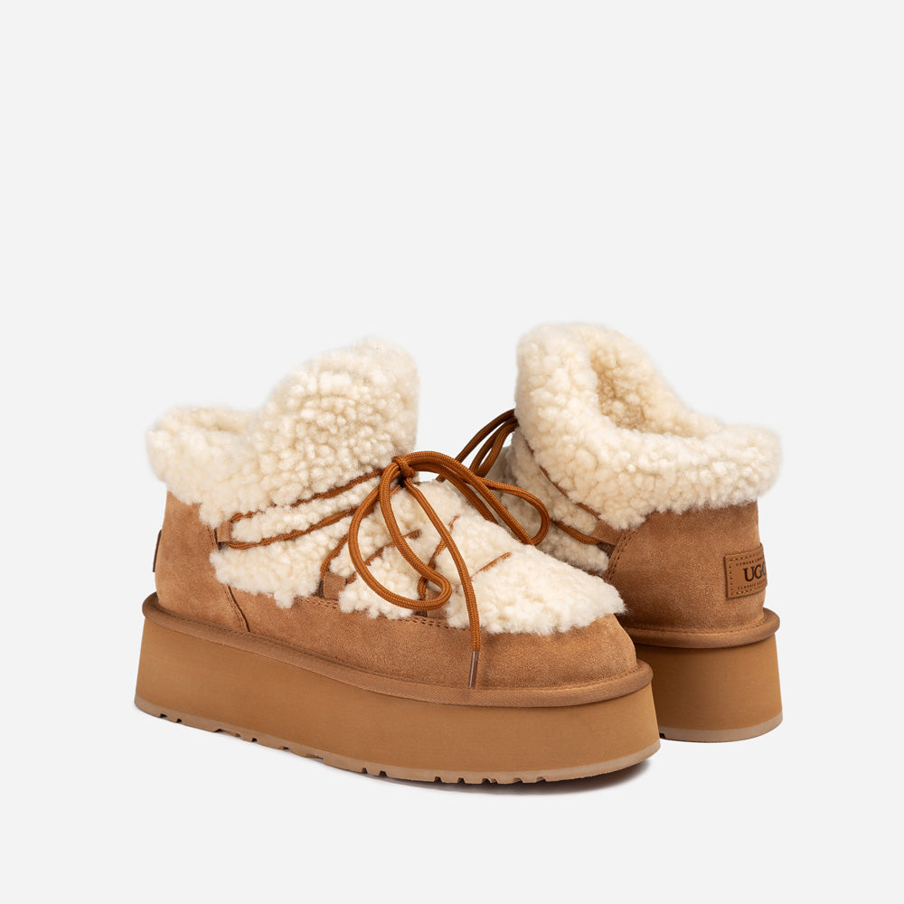 Ugg Classic nadýchané mini boty na šněrování na platformě (4,5 cm) (voděodolné)